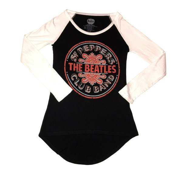 BEATLES Tops - BEATLES JERSEY T SHIRT SZ S BLACK WHITE SGT PEPPERS CLUB BAND ROCK RETRO WOMENS